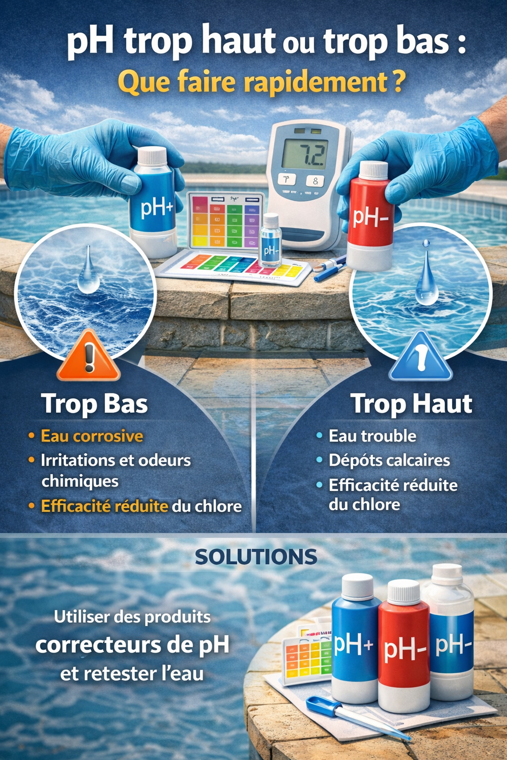 pH de la piscine trop haut ou trop bas : que faire rapidement ?