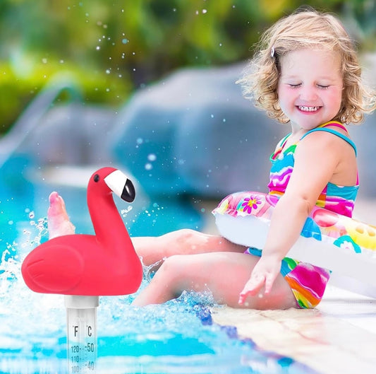 Thermomètre flottant piscine flamant rose – design ludique – AquaZenn