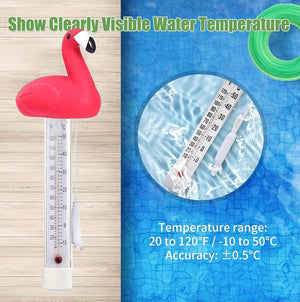 Thermomètre flottant piscine flamant rose – design ludique – AquaZenn